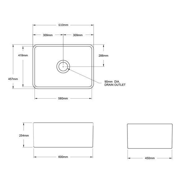 T&H Novi 60 X 46 Fine Fireclay Butler Sink