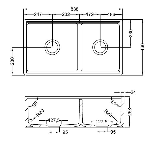 Cove 85 Fireclay Butler Sink