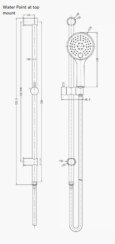 Nero Fresh Round Rail Shower