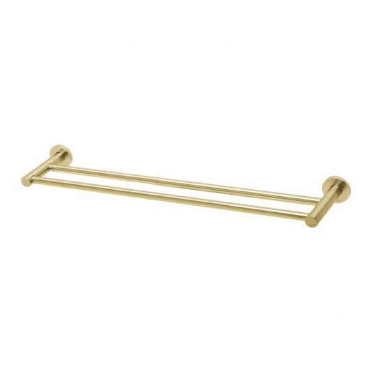 Phoenix Radii Double Towel Rail 600MM Round Plate Brushed Gold - Reno Spares