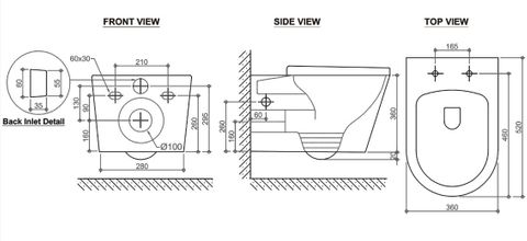 Inspire Alzano Rimless Wall-Hung Toilet Pan
