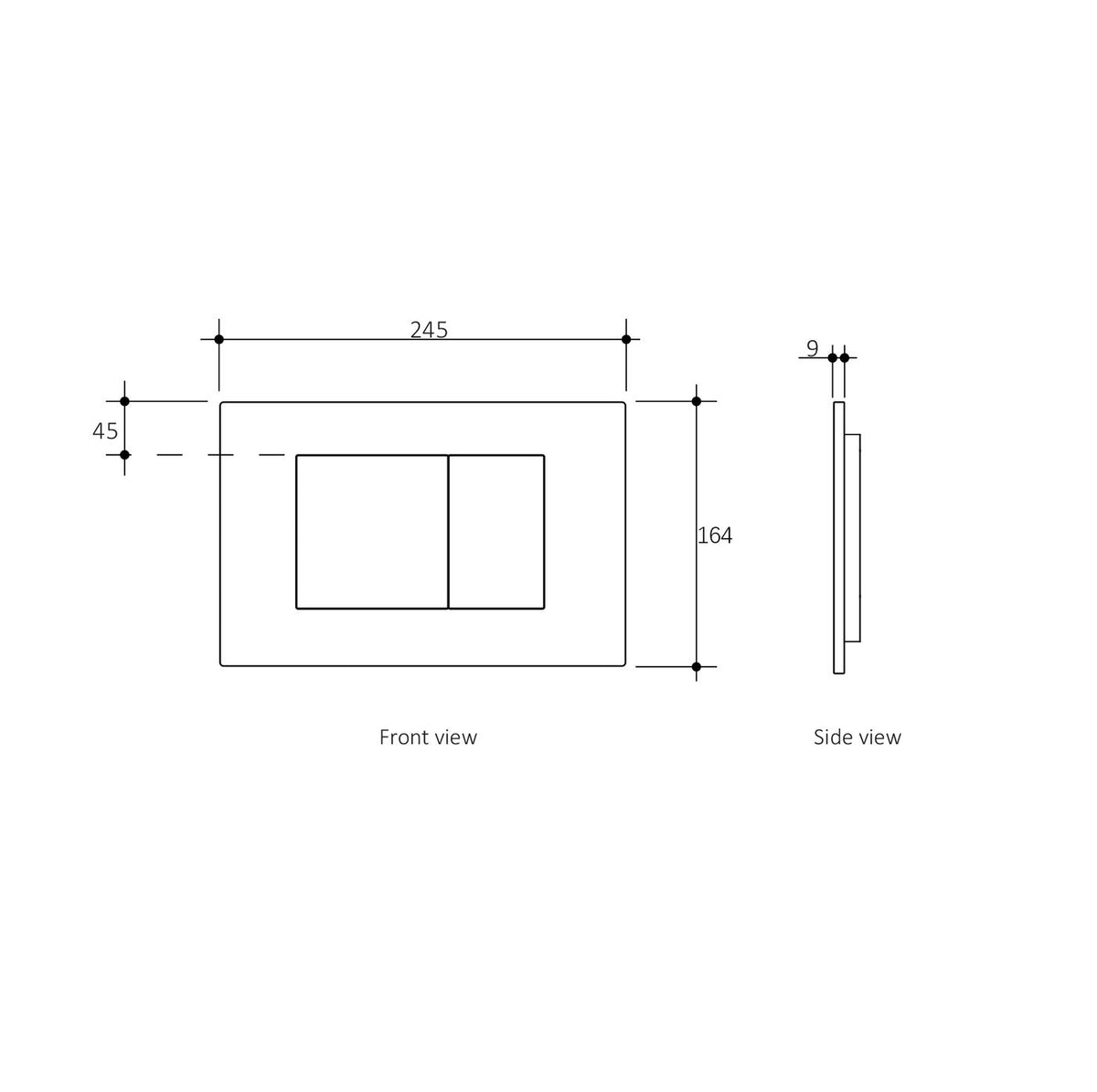 R&T Dual Flush Plate Large Square Chrome