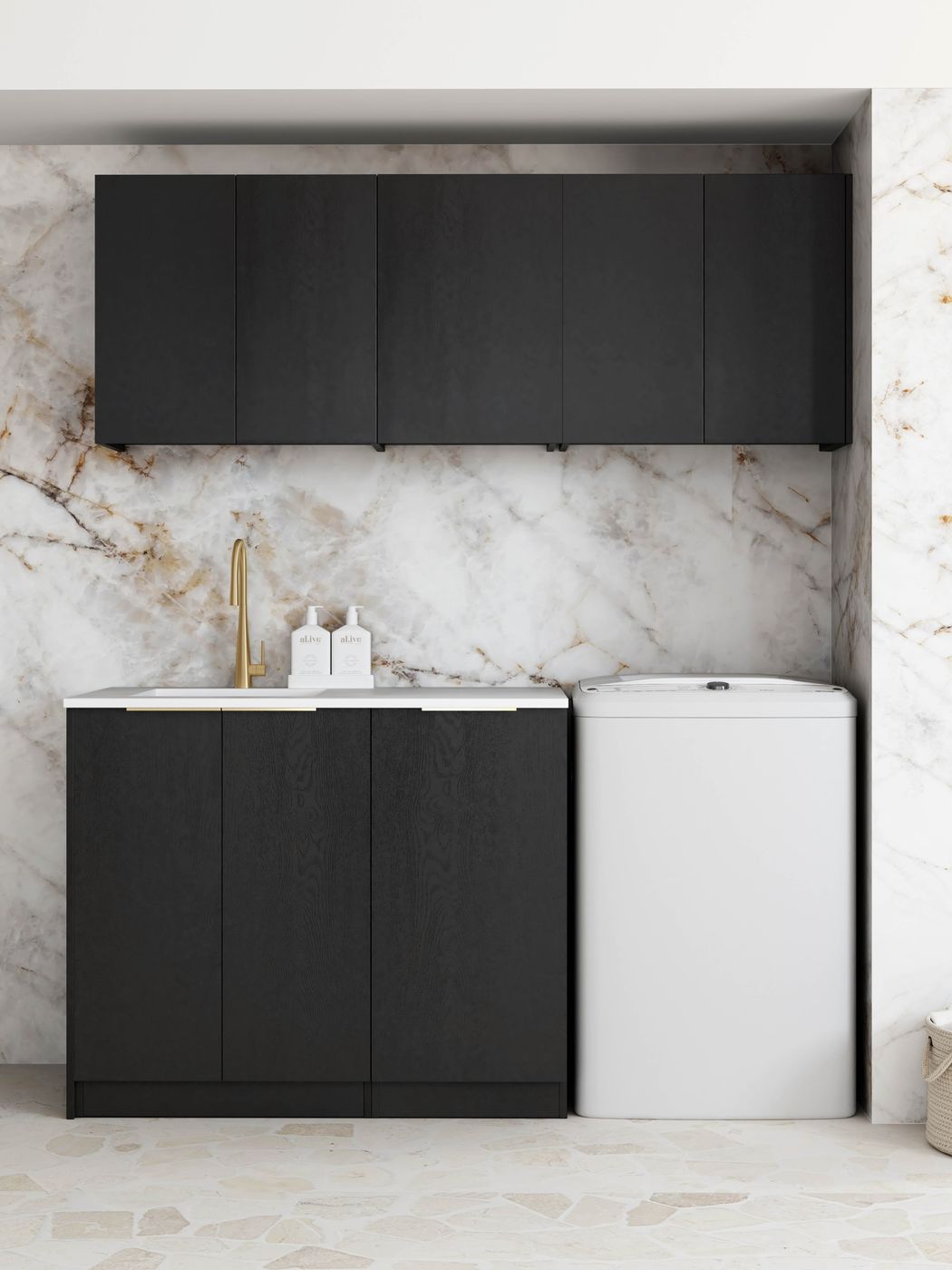 Laundry Kit 1715B Byron/Bondi Black Oak with Pure White Top
