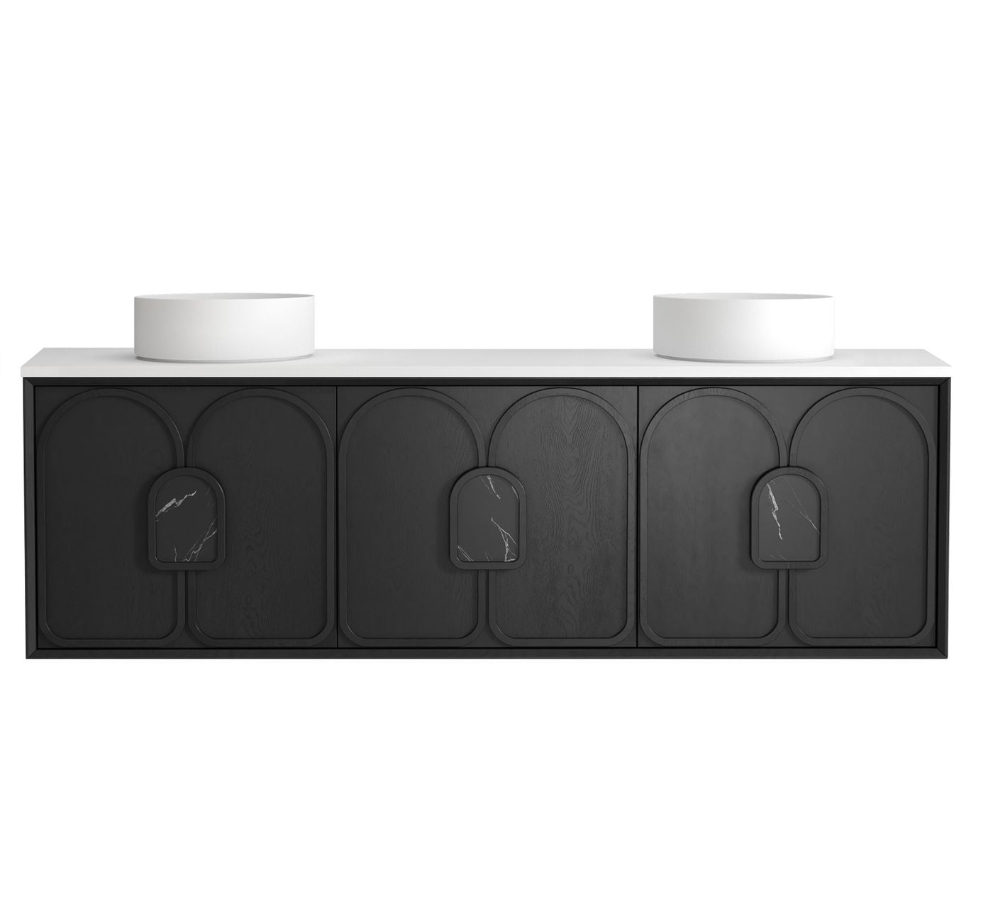 Laguna 1800mm Black American Oak Wall Hung Vanity with Pure White Top