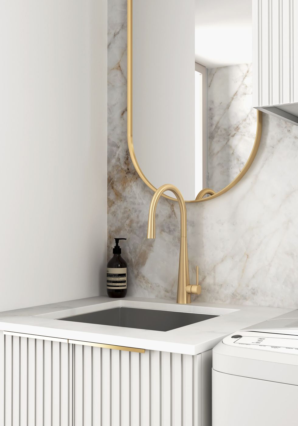 Wall and Base Cabinets Kit 650 Noosa Fluted White with Pure White Top