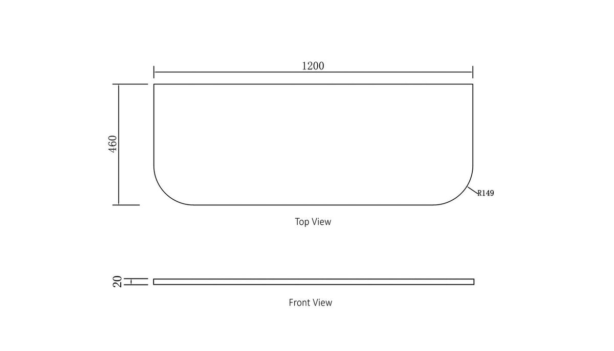 Bondi 1200x460x20 Solid Surface Cloudy Carrara Top No Hole