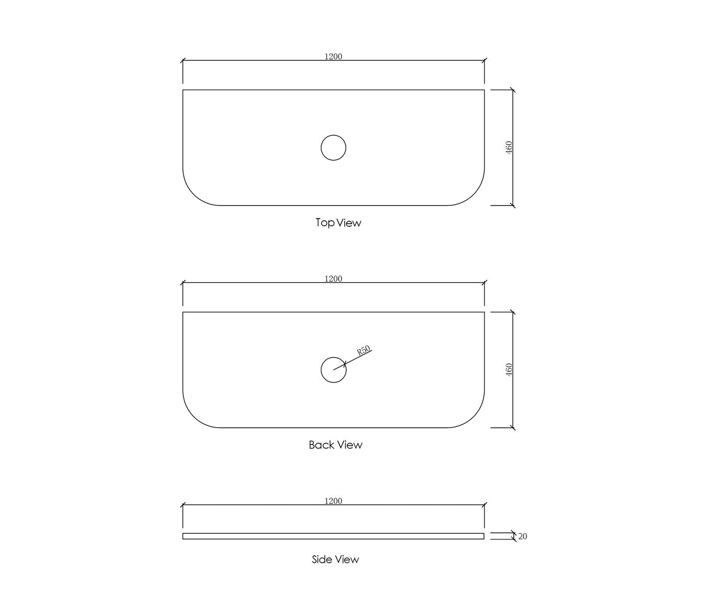 Bondi 1200x460x18 Natural Carrara Marble Top
