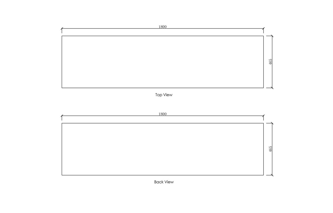 Vanity Top 1800x465x20 Pure White No Hole