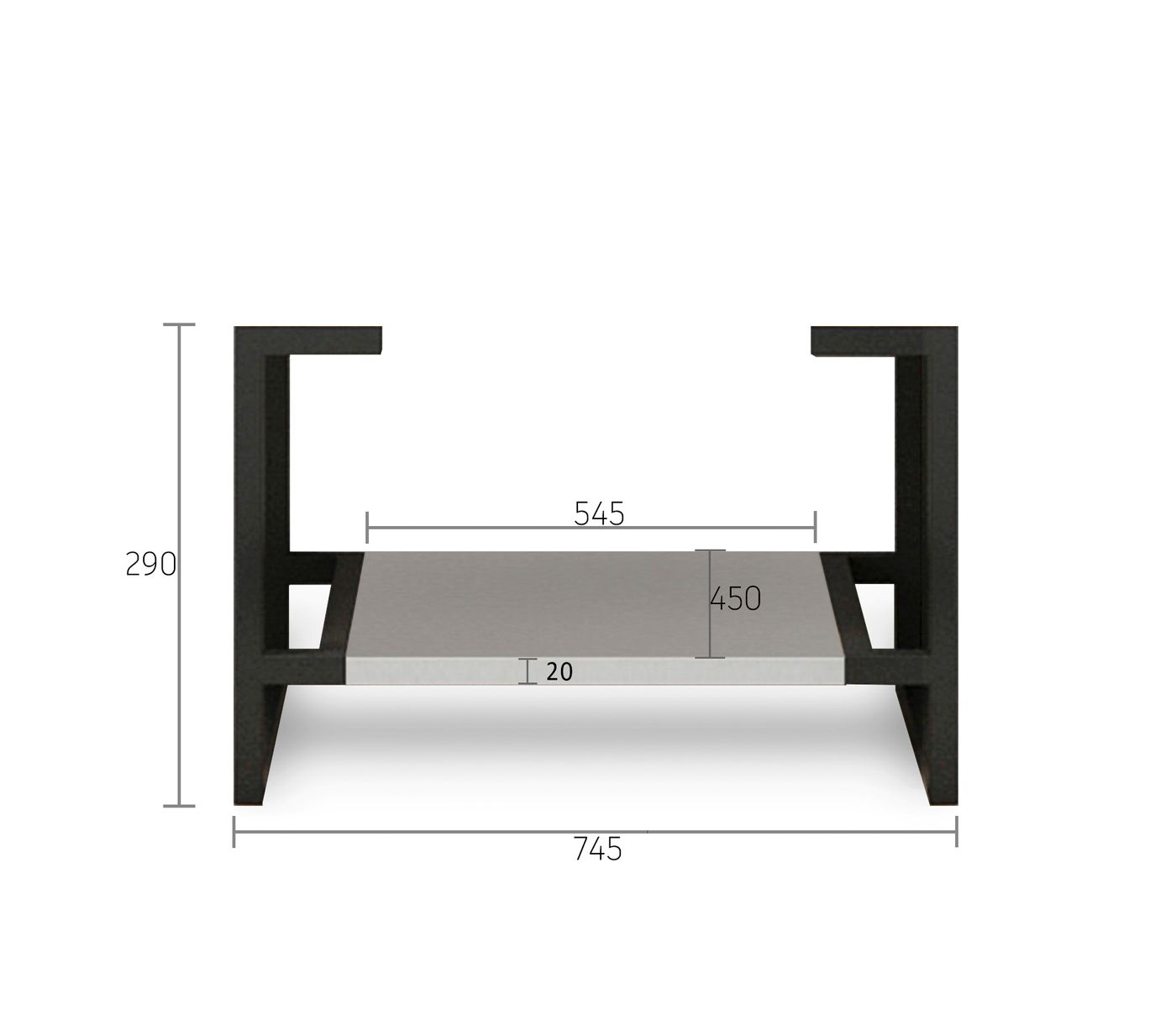 Leg Boston 750X450 Matte Grey