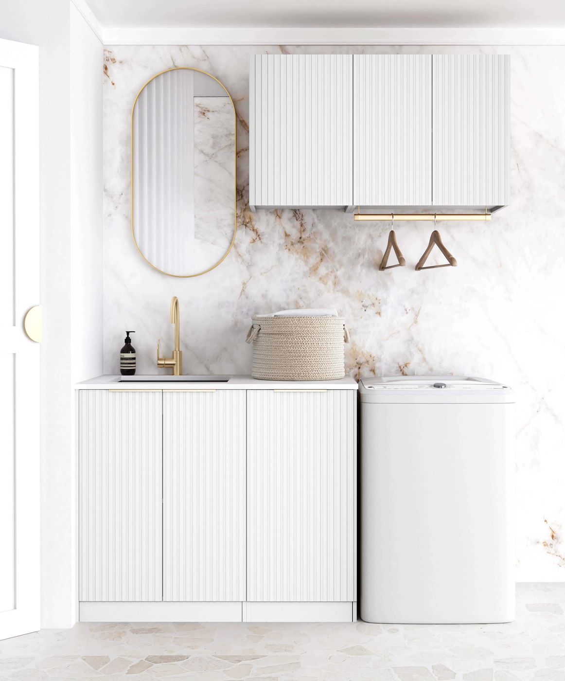 Laundry Kit 1715A Noosa Fluted White with Pure White Top