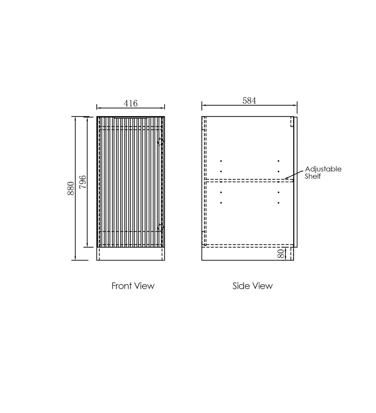 Noosa Fluted Laundry 415 White Base Cabinet