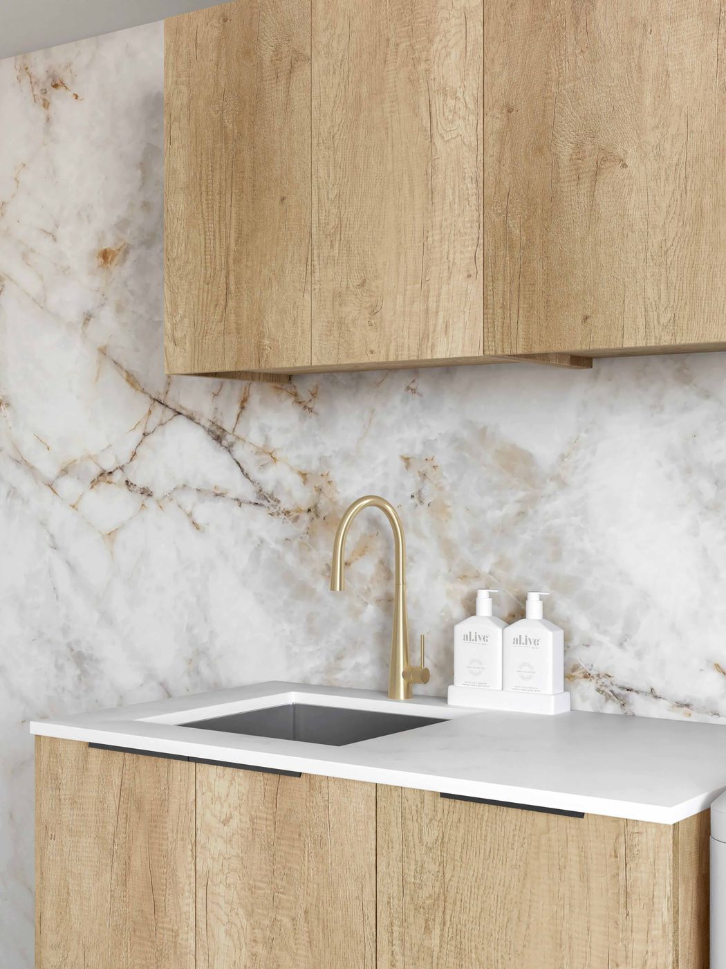 Laundry Kit 1715B Byron/Bondi Natural Oak with Matte White Top
