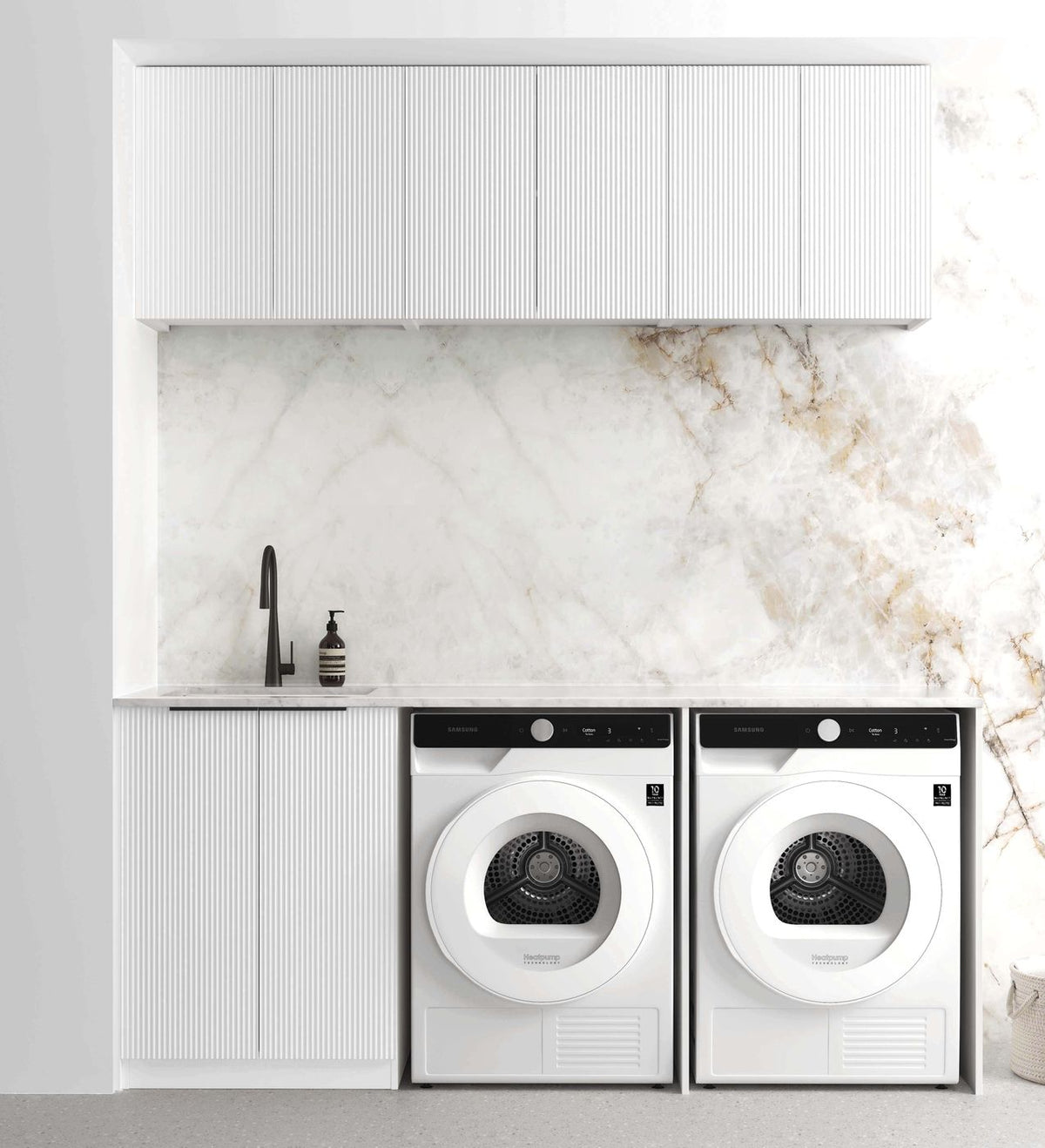 Laundry Kit 1960A Bondi Fluted White with Matte White Top