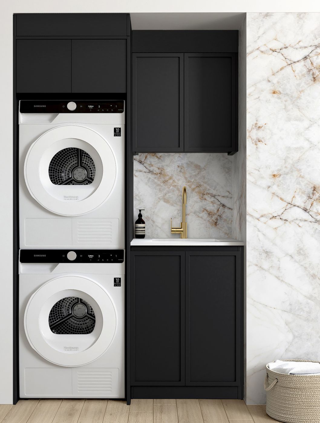 Laundry Kit 1305C Hampshire Black with Matte White Top