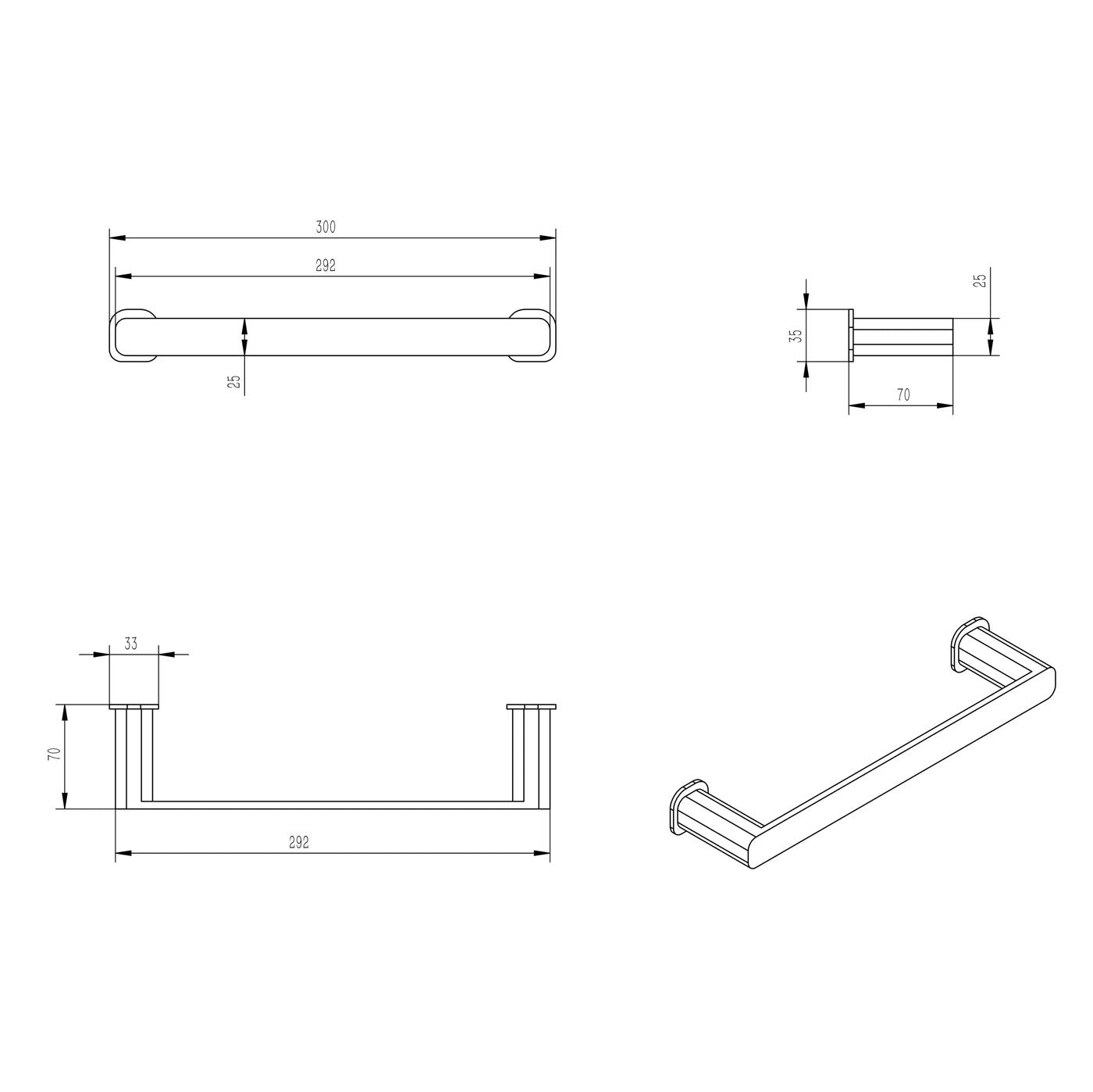 Oskar Matte Black Towel Bar