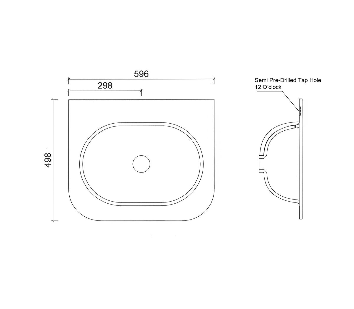 Chloe 600x500 Silk Matte White Top with Basin
