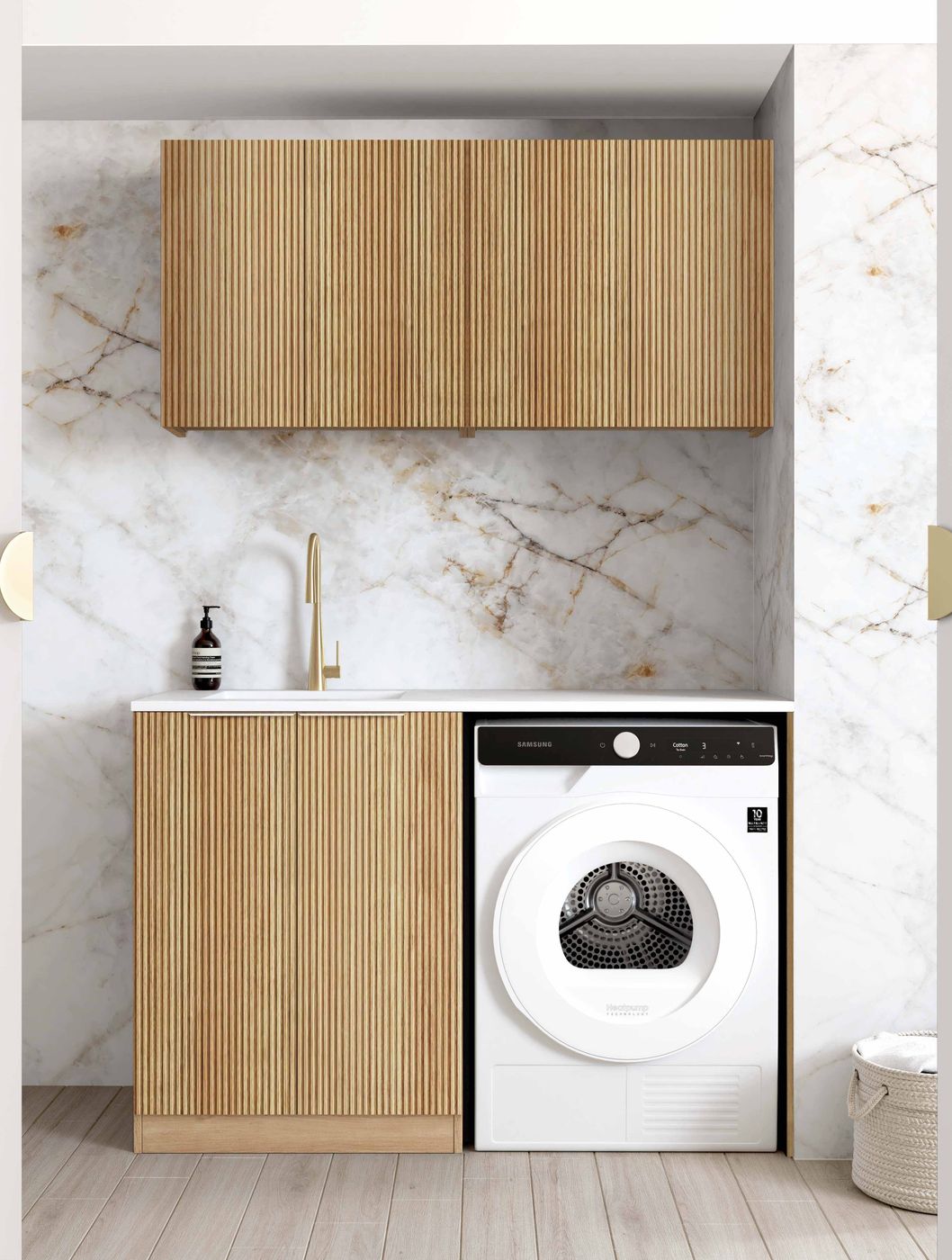 Laundry Kit 1305B Havana Fluted Woodland Oak with Matte White Top