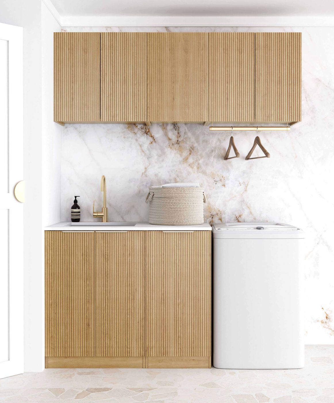 Laundry Kit 1715B Havana Fluted Woodland Oak with Matte White Top