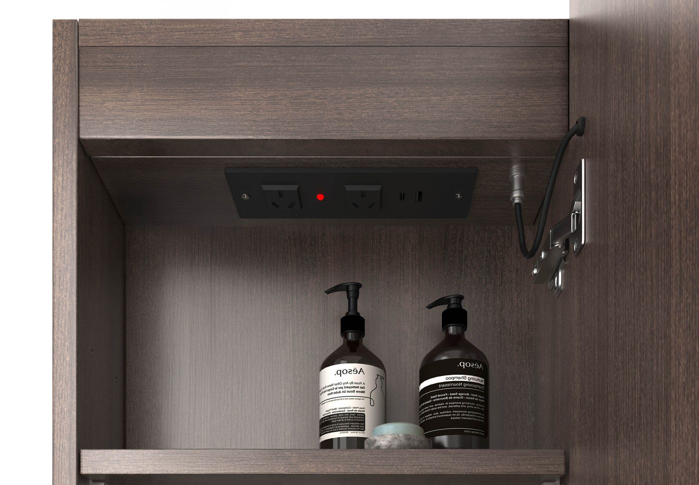 LED Bondi 900x600 Sable Walnut Shaving Cabinet - Premium Edition