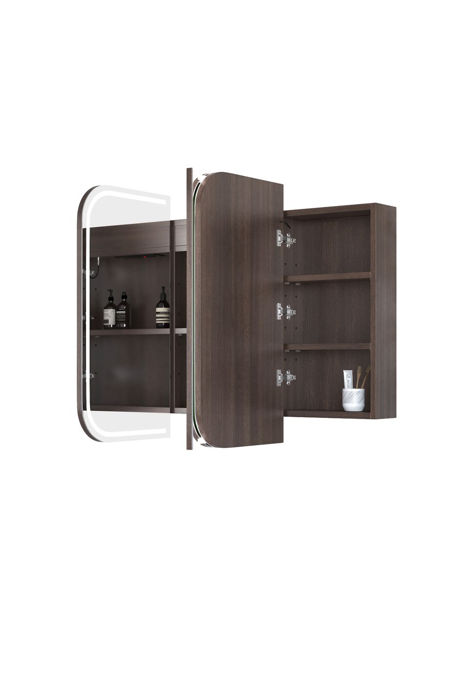LED Newport 1200(W)x750(H) Sable Walnut Shaving Cabinet - Premium Edition