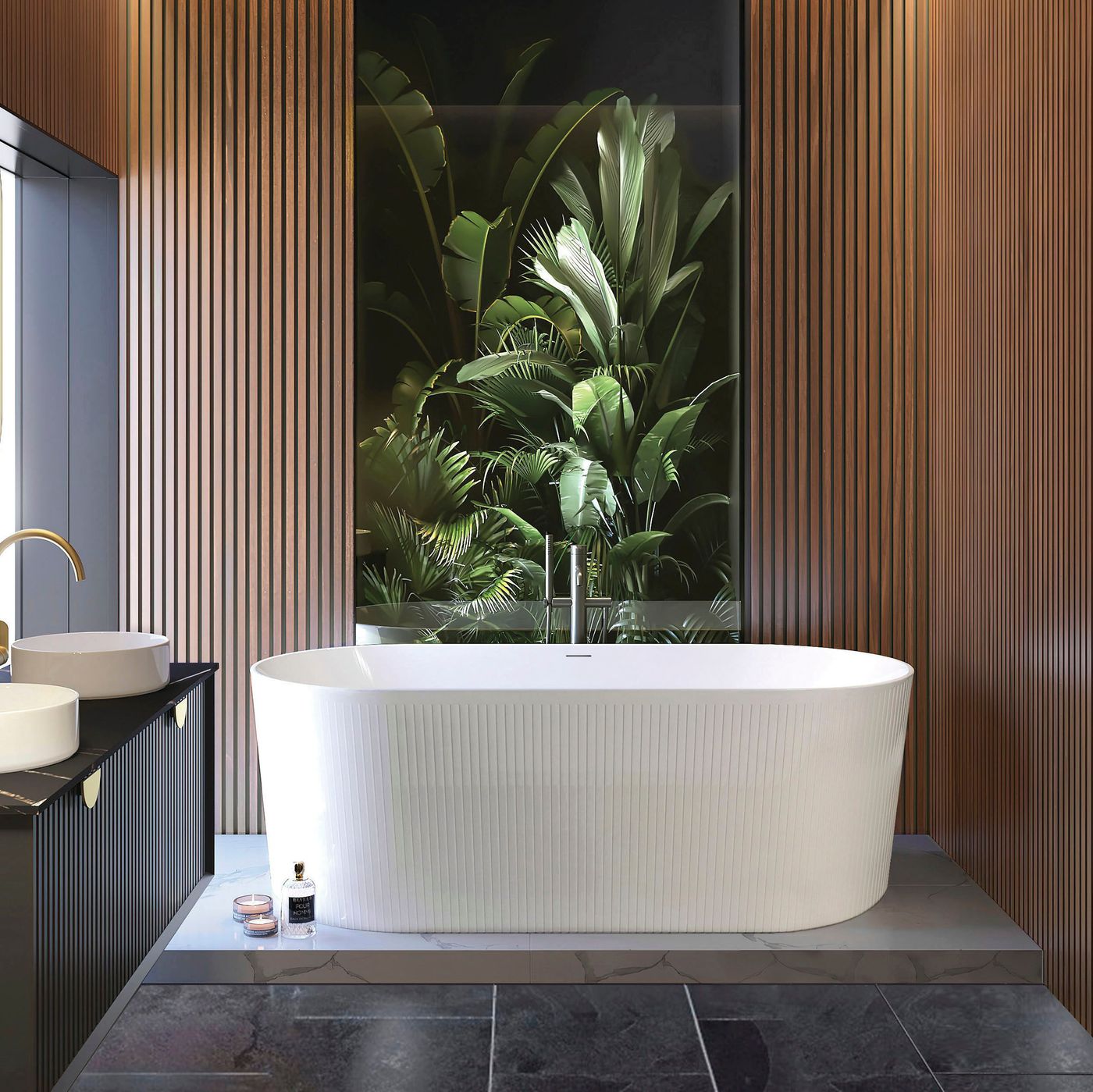 Attica Noosa Fluted 1500 Gloss White Bath with Overflow