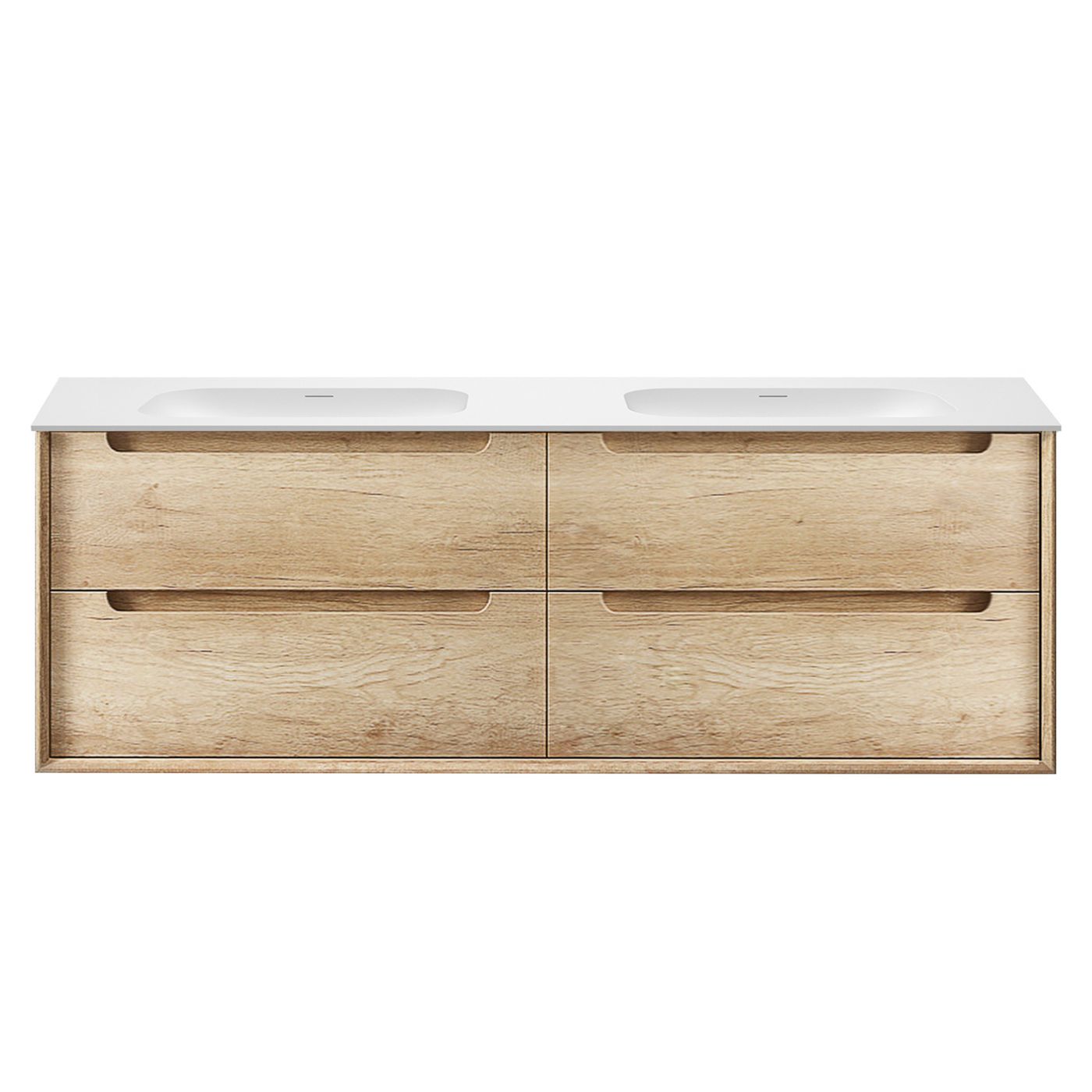 Byron 1500mm Natural Oak Wall Hung Vanity with Chloe Silk Top