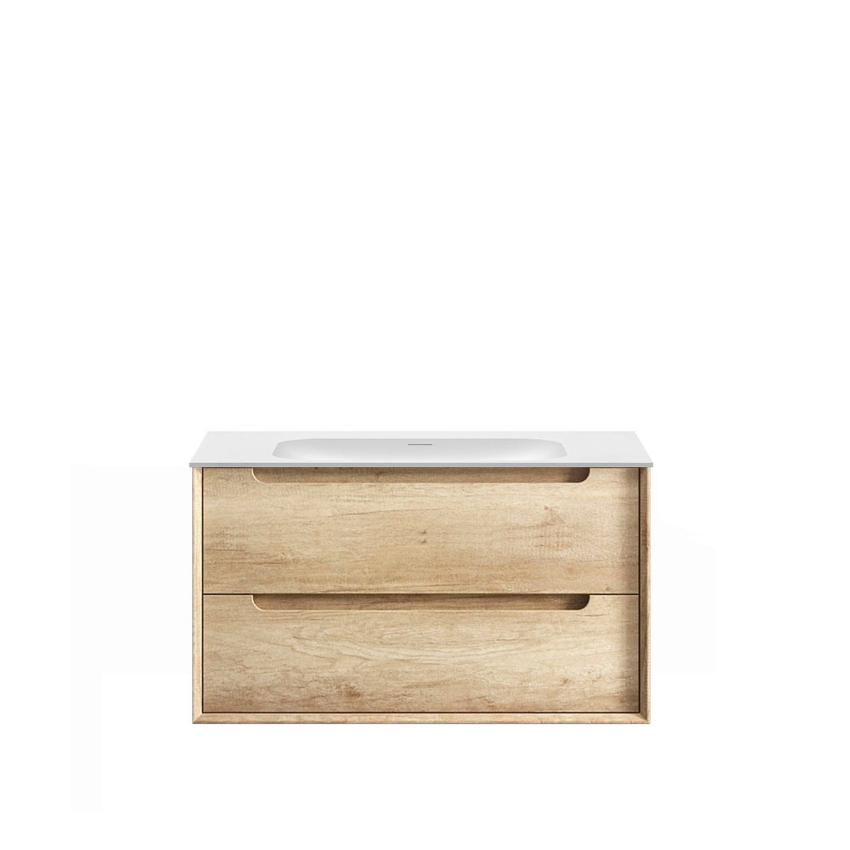 Byron 900mm Natural Oak Wall Hung Vanity with Chloe Silk Top