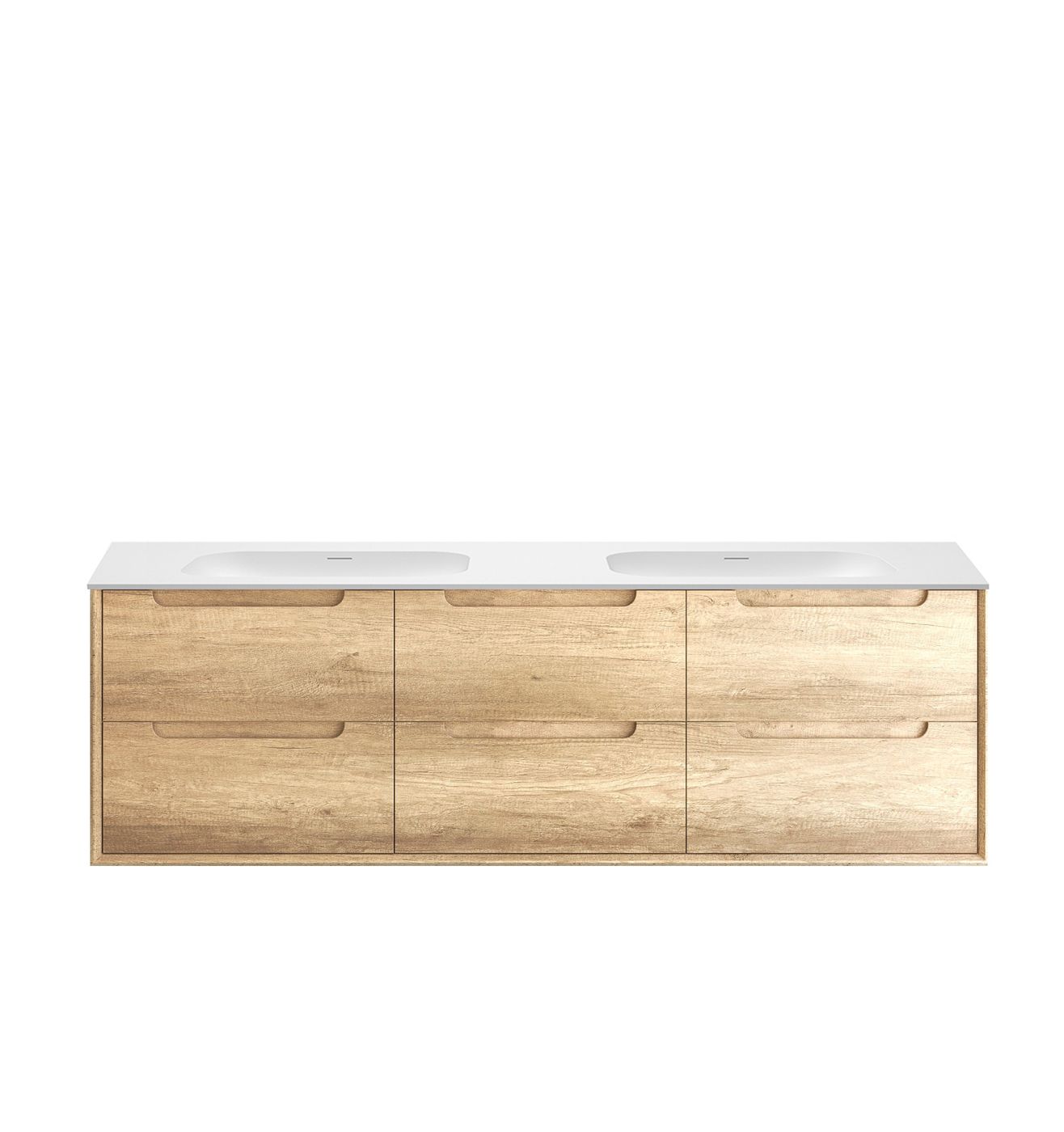 Byron 1800mm Natural Oak Wall Hung Vanity with Chloe Silk Top