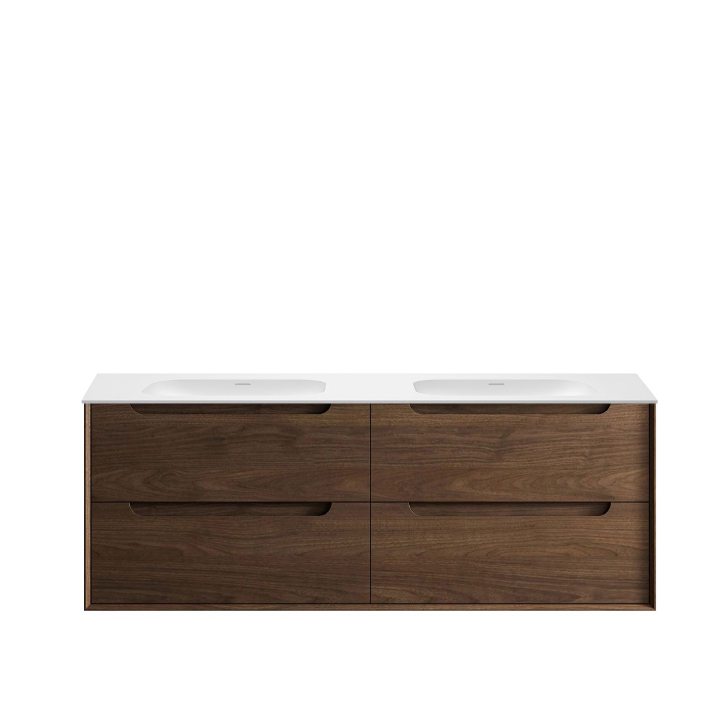 Byron 1500mm Sable Walnut Wall Hung Vanity with Chloe Silk Top
