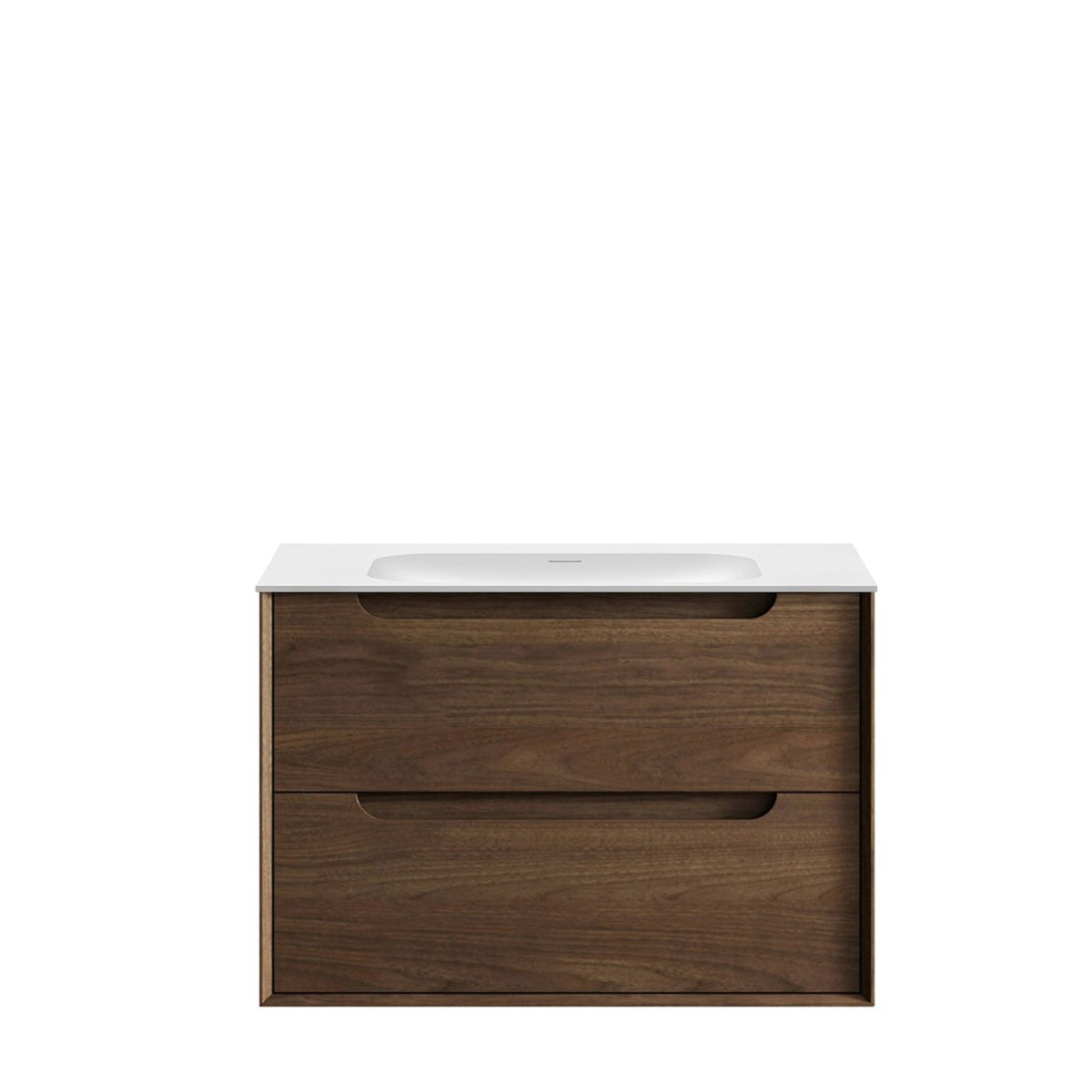 Byron 750mm Sable Walnut Wall Hung Vanity with Chloe Silk Top