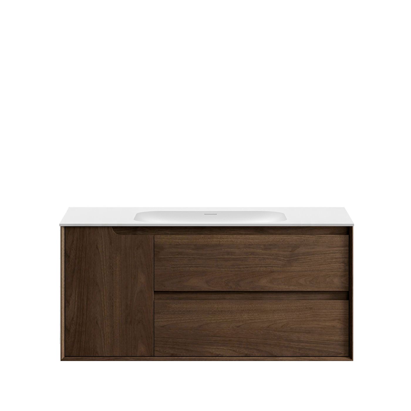 Byron 1200mm Sable Walnut Wall Hung Vanity with Chloe Silk Top