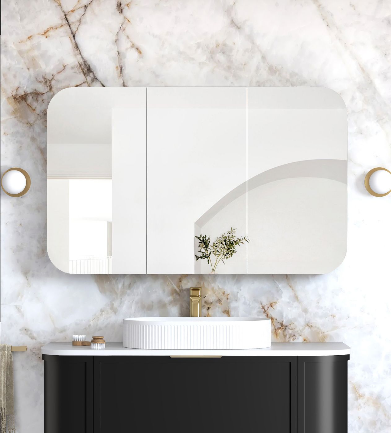 Newport 1200x750 Black Oak Shaving Cabinet
