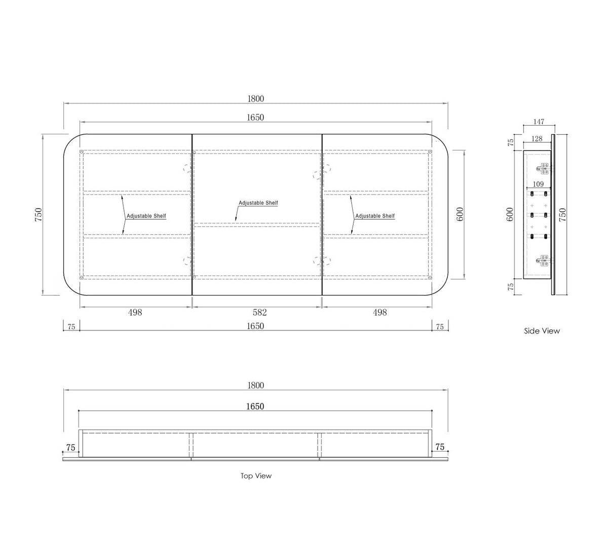Newport 1800x750 White Shaving Cabinet