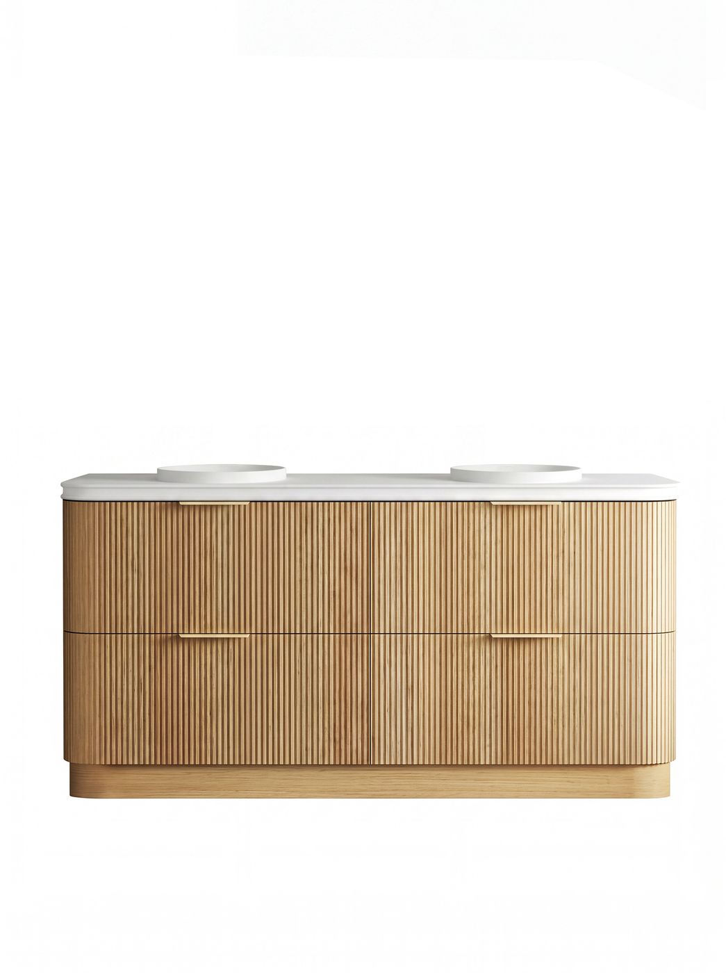 Havana 1800mm Woodland Oak Fluted Floorstanding Curve Vanity with Round Basin Moulded Top