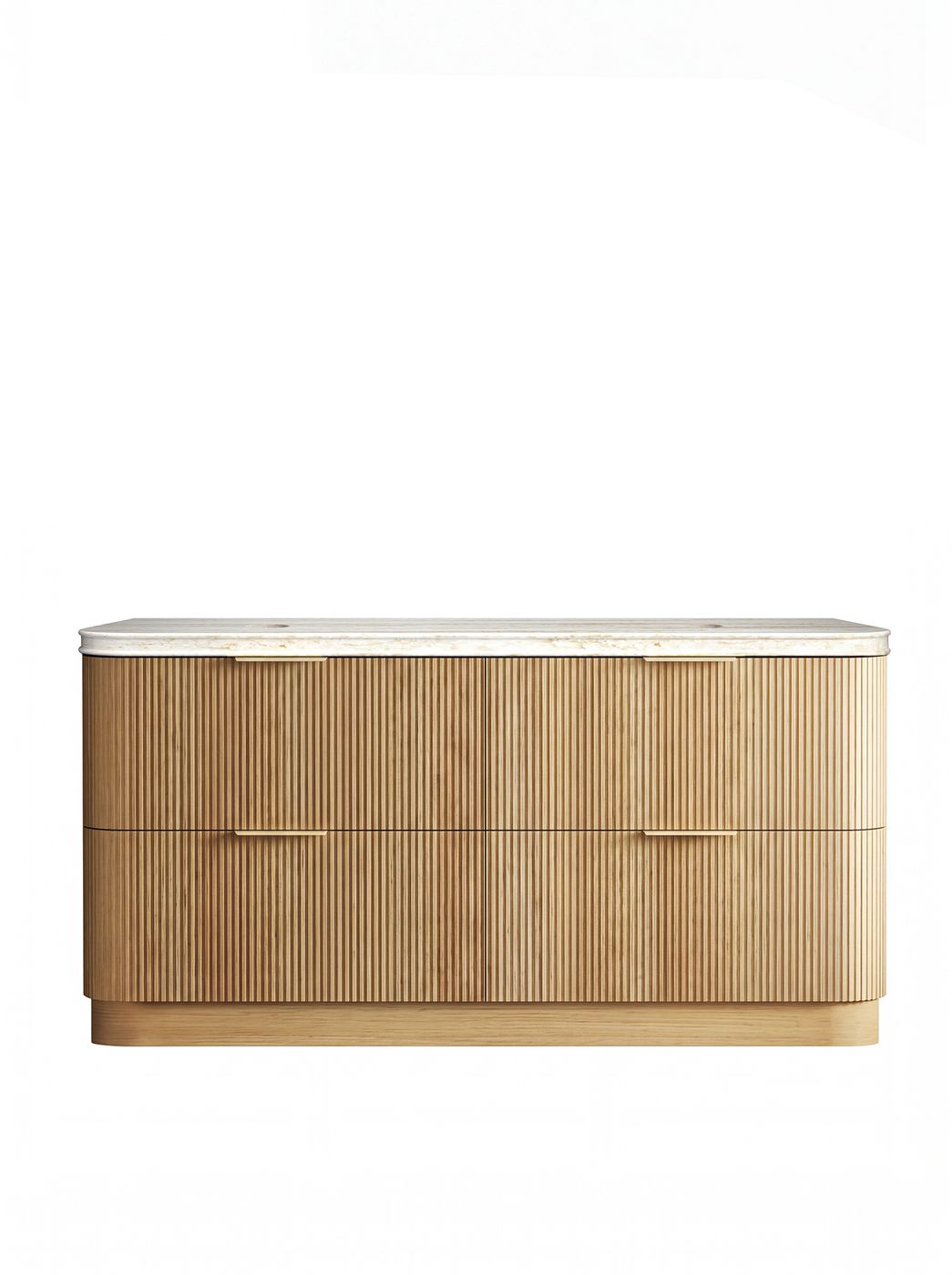 Havana 1800mm Woodland Oak Fluted Floorstanding Curve Vanity with Sand Dune Top