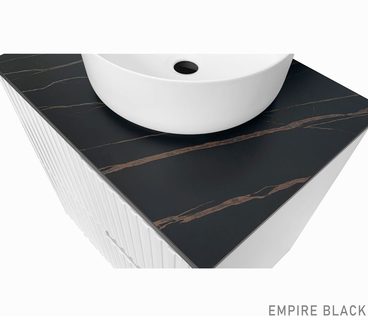 Rock Plate Stone 600x465x15 Empire Black - Above Counter 10 O'Clock Taphole