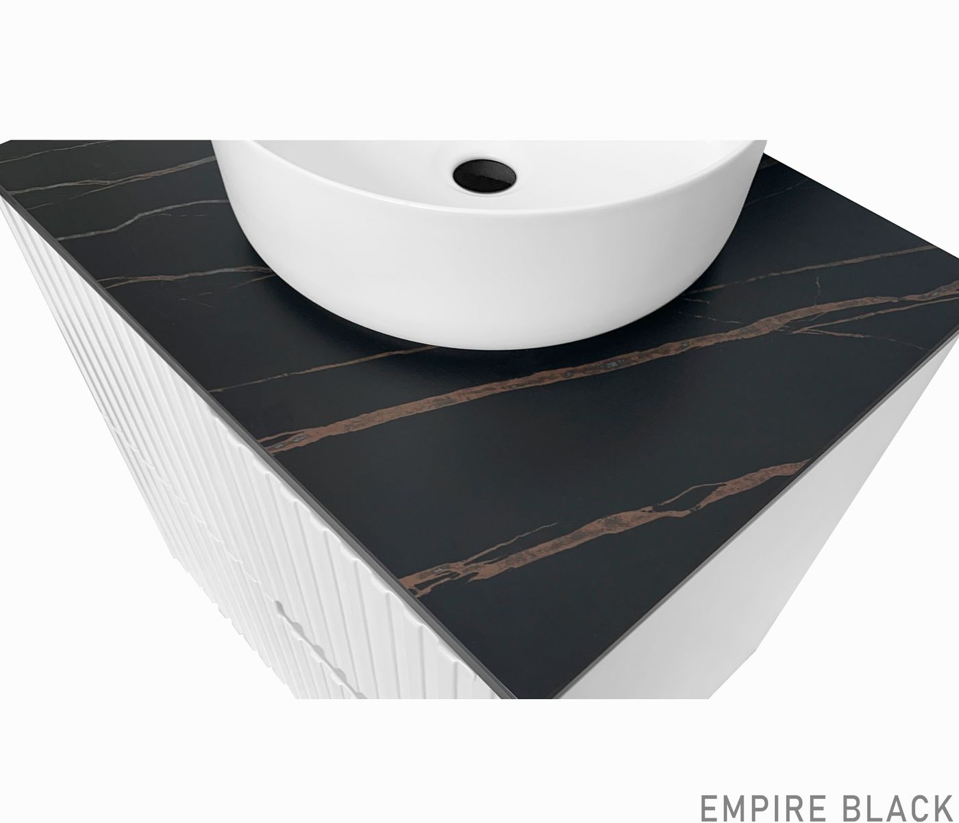 Rock Plate Stone 750x465x15 Empire Black - Above Counter 10 O'Clock Taphole