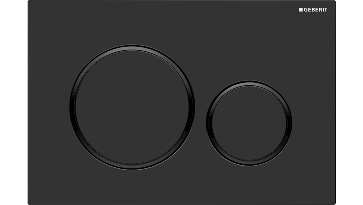 Sigma20 Dual Flush Button Round Matte Black With Gloss Black Trim