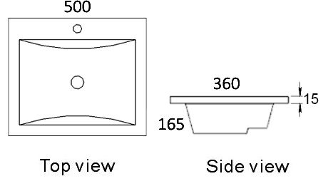 Semi Insert Square 500x360x165 Basin