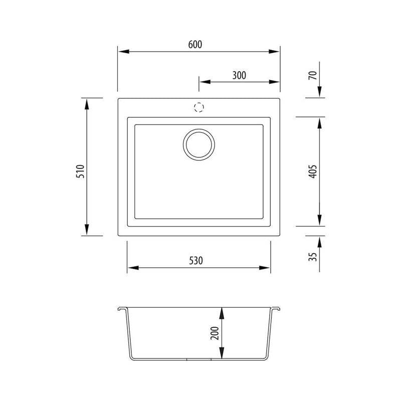 Oliveri Santorini Black Large Bowl Topmount Sink