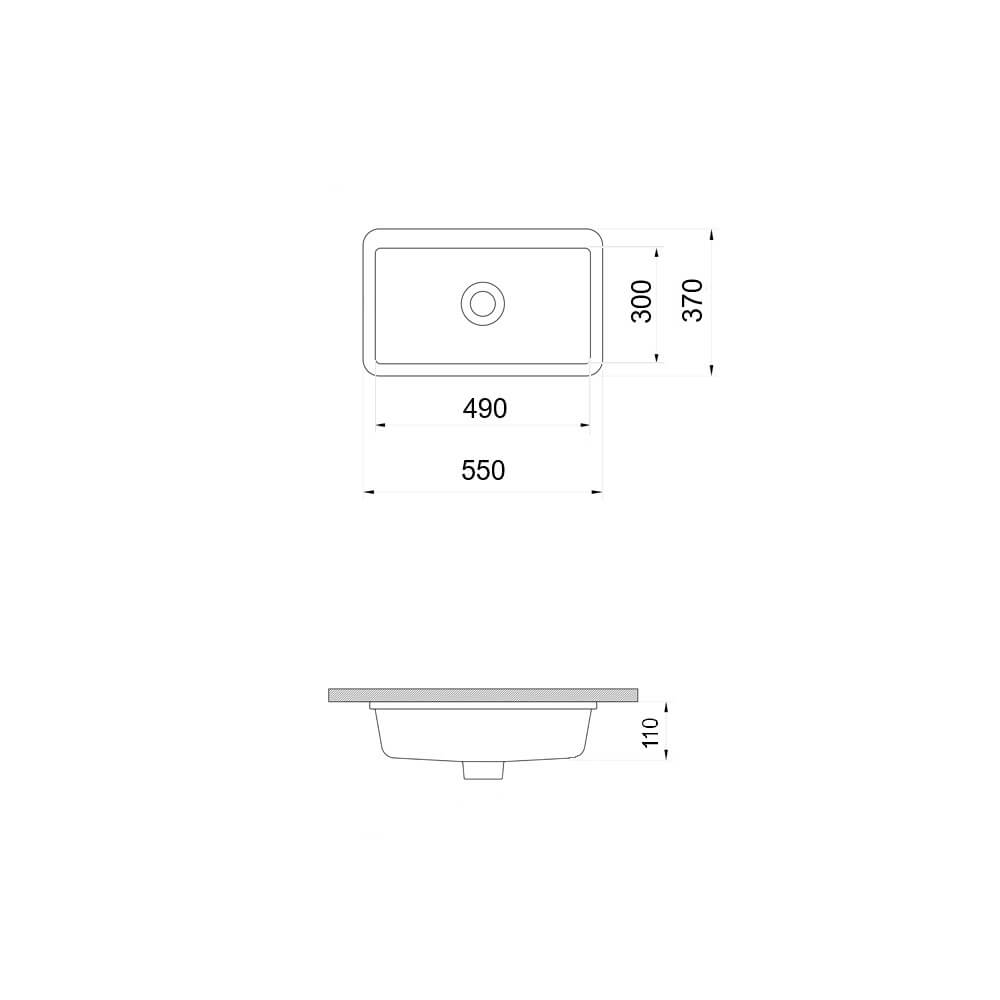 Fino Standard 55 x 37 Undercounter basin - Gloss White