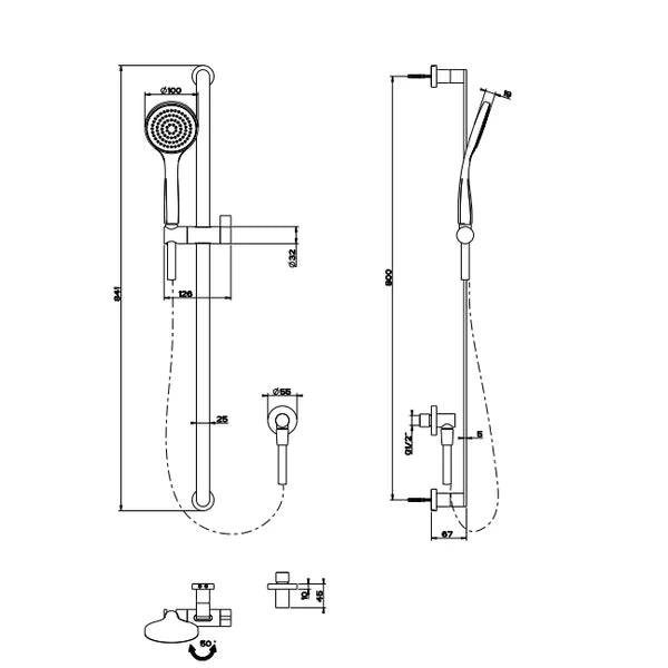 Gessi Emporio Via Manzoni Sliding Rail With Handshower - Reno Spares