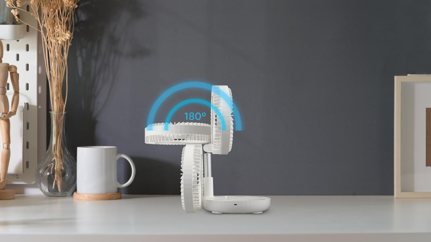 Goldair Platinum 18cm Rechargeable Desk Fan with Wireless Charger - Reno Spares