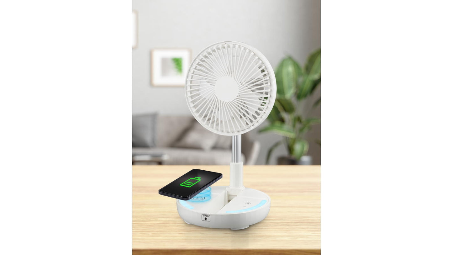 Goldair Platinum 18cm Rechargeable Desk Fan with Wireless Charger - Reno Spares