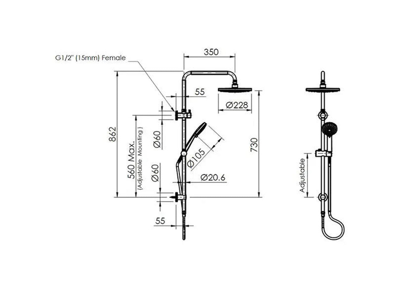 Optima Twin Rail Shower - Reno Spares