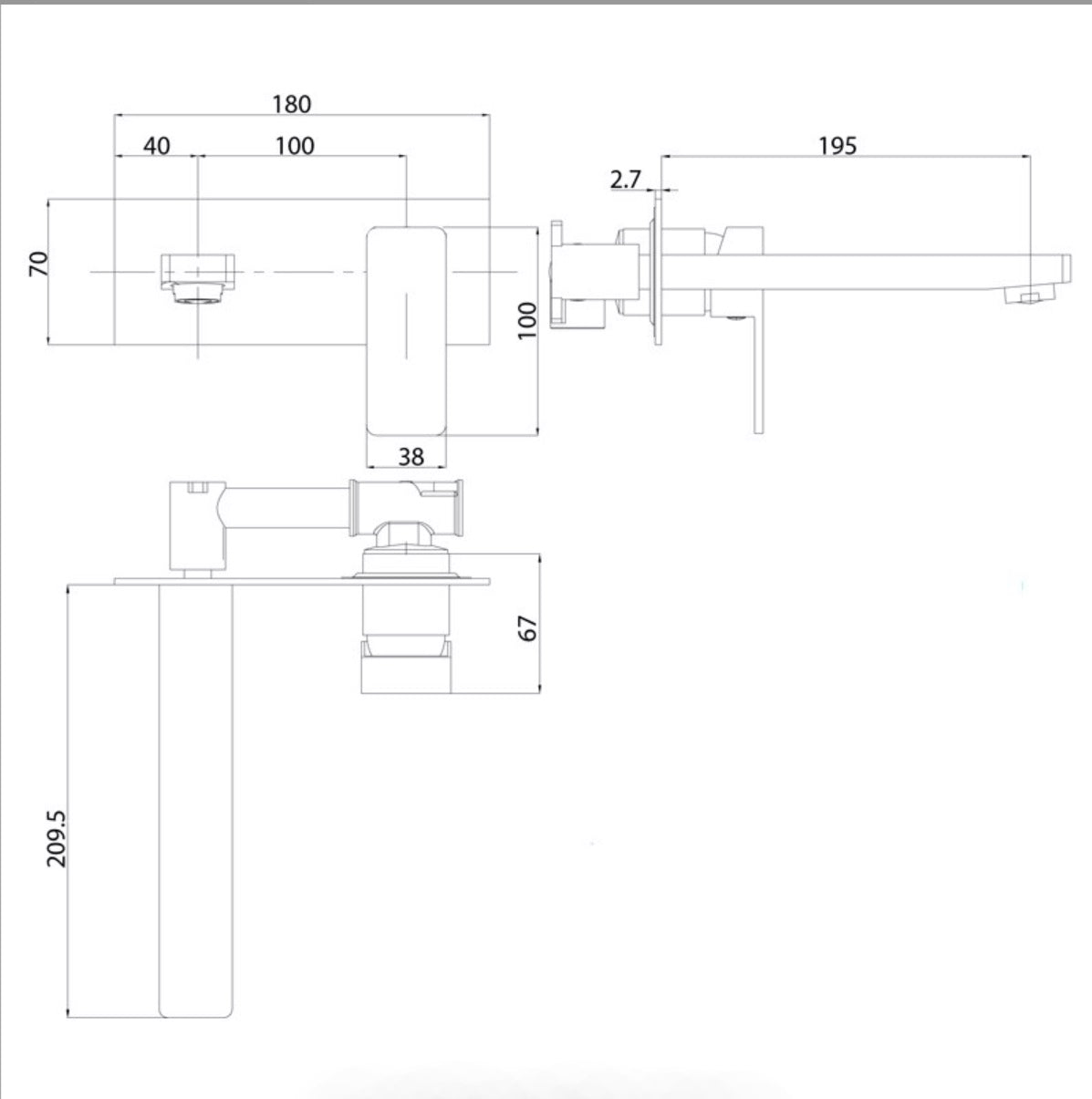 Ceram Wall Basin Mixer - Brushed Nickel