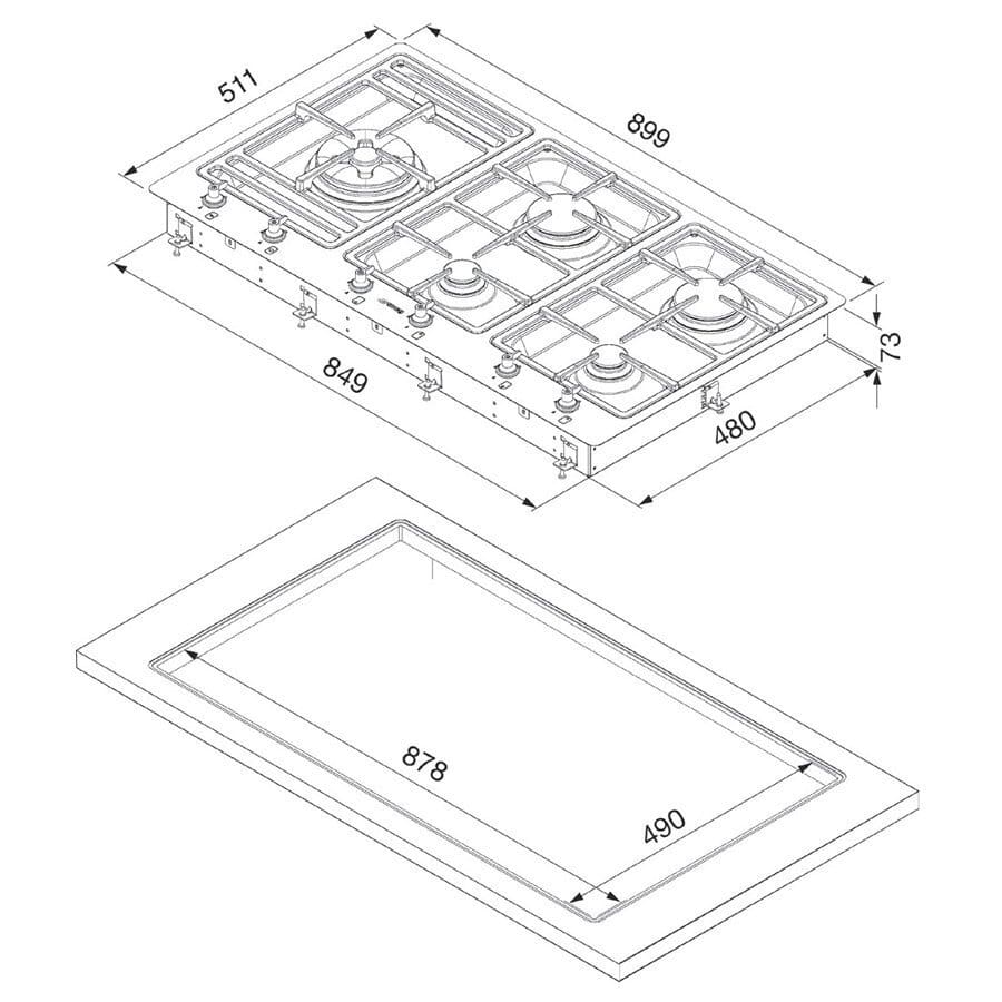 Smeg 90CM Classic Aesthetic Natural Gas Cooktop Psa906-4 - Reno Spares