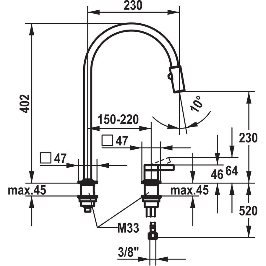KWC 10.392.323.700 ERA Stainless Steel Gooseneck Pull Out Mixer Tap
