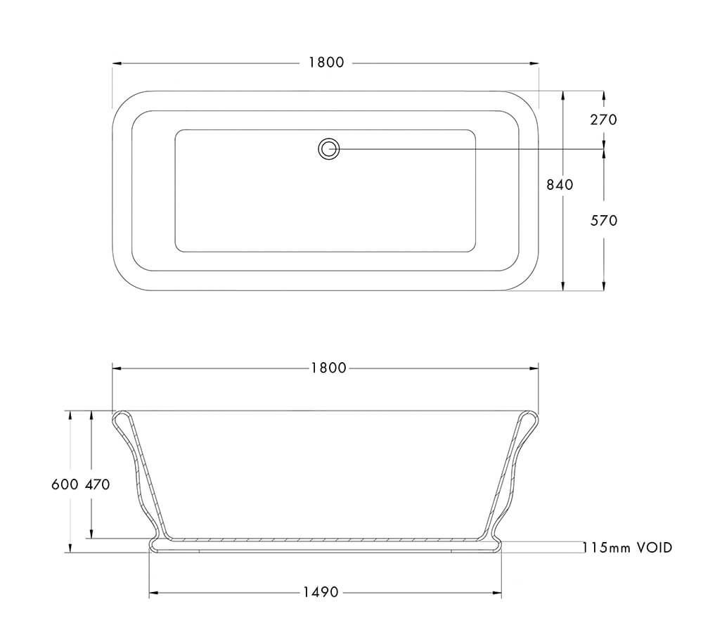 Kirkham 180 x 84 TitanCast Solid Surface Freestanding Bath with Ball Feet - Special Finish