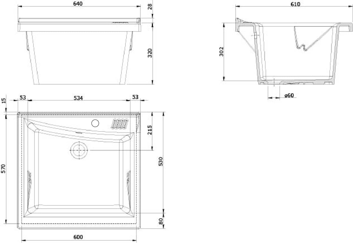 Londri 64 x 61 Fireclay Inset Sink - Gloss White (Inc. free 50x50mm Stainless Steel Basket Waste) - Reno Spares